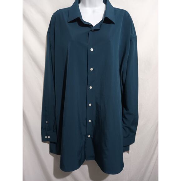 Kilburne & Finch Size 19 34/35 Long Sleeve Teal Button Up Dress Shirt - Picture 2 of 9